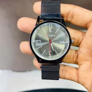MVM Men's Metal Strap Date Watch - Black