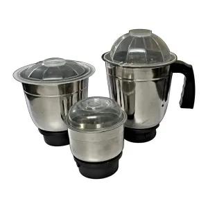 Silver 3 in 1 Blender Mixer Grinder Jars Set