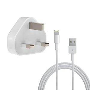White iPhone X USB Power Adapter Ligning to USB Cable Charge