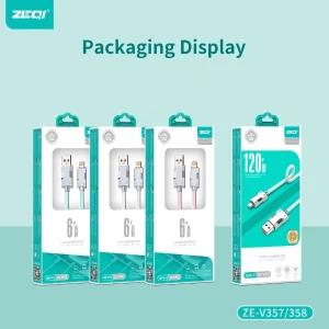 Zeqi 120W Super Fast Charging Cable Type-C & Lightning