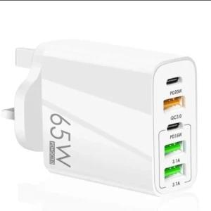 65W 5-Ports Fast Charger USB-C and 3USB-A ports