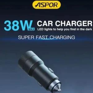 Aspor A909 38W Dual USB Car Charger Fast Charging