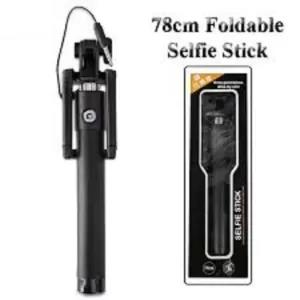 Black Selfie stick wired Stainless steel Extendable Handheld