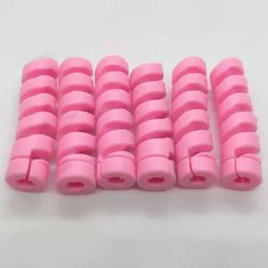 Pink Two Pcs Spiral Silicone Usb Cable Protector Earphone Wi