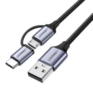 UGREEN USB Micro USB + Type-C Cable Dual-connector 1M