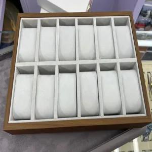 Brown 12 slots watch display box