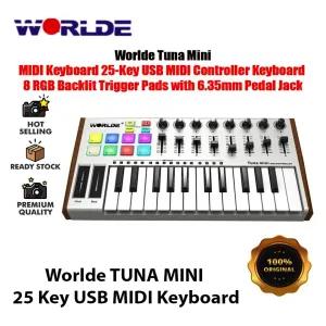 White TUNAMINI 25 Keys USB MIDI Keyboard Controller 8 RGB Ba
