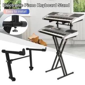 Generic Portable 2-Tier Heavy Duty Metal Keyboard Stand - Black