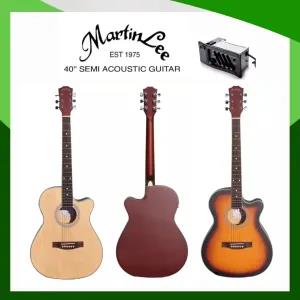 Black Martin Lee 40 Semi Acoustic Cutaway Guitar With Gig B
