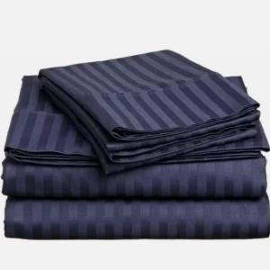 Egyptian Cotton Striped Bedsheet With 2 Pillow Covers