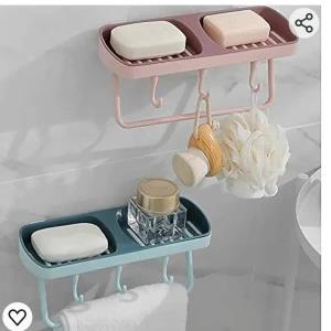 Generic Wall Mount Soap Dish & Towel Holder 4 Hooks
