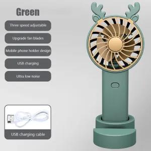 Portable Deer Horn Mini Fan USB Rechargeable Cooling Handhel
