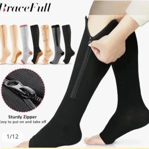 zipper professional Leg support thick women socks