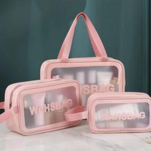 Generic 3 Pcs Travel Wash Bag Set Clear Organizer