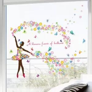 Dancing Girl Fairy Butterfly Bird sticker plants room wallp