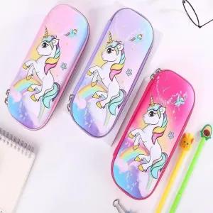 Purple Pencil Case for Girls Boys 3D Cloth Unicorn Avengers