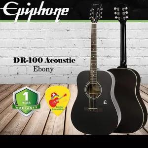 Black Epiphone Song Maker DR100 Ebony Solid Top Electro Acou