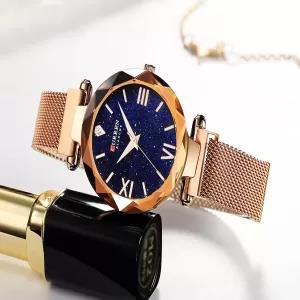 Rose Gold Black Magnet Curren type Ladies Girls Fashion Part