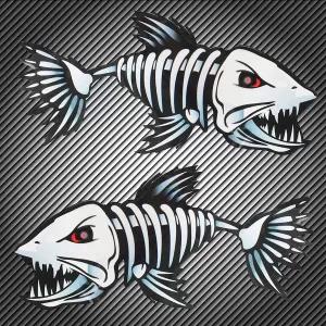 World Famous Fish Art 2x Skelton Fisch Tuning Aufkleber Auto