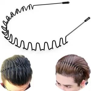 1Pcs Unisex Black Metal Spiral Wave Headband Men Women Hai