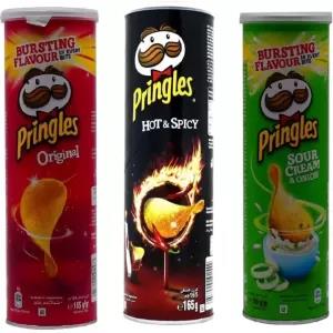 Pringles Potato Crisps,Hot Spicy,Orginal + Sour Cream Onion-