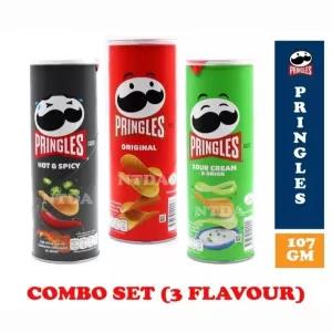 Pringles Potato Crisps - Original + Sour Cream & Onion + Hot