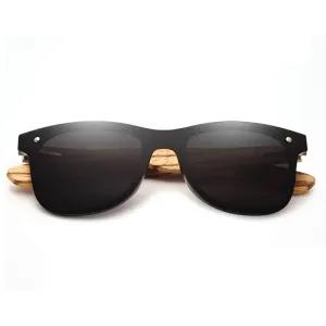 Kingseven Zebra Wooden Frame Mirror Square Flat Lens Polarized