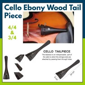 Black Cello Tailpiece, Classic Ebony Wood Tailpiece for 3/4