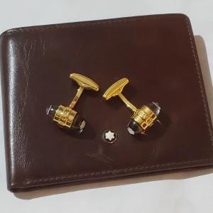 Mont Blanc Leather Wallet Cufflink Set