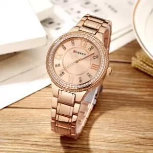 Curren Ladies Elegant Diamond Look Rose Gold Watch