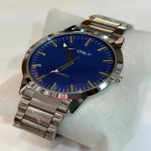 SILVER Mens Casual Blue Face Quartz Fashion Wristwatch