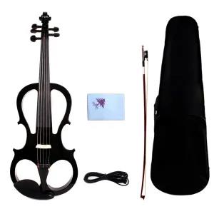 Black Cremona 5 String Electric Violin 4/4 Silent Solid wood
