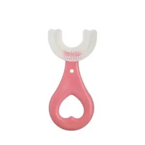 Pink U Shaped Toothbrush for Kids Manual Whitening Toothbrus