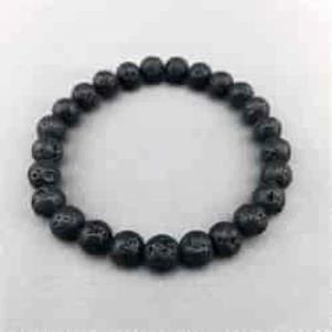 Black Natural Volcanic Lava Beads Unisex Bracelet