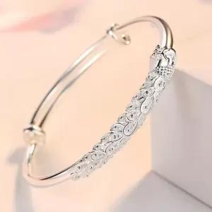 Luxury Carp Dragon 925 Sterling Silver Cuff Bracelet