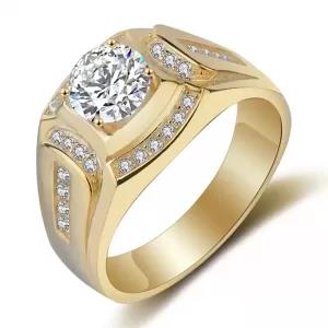 [Size 8] 18K Gold Plated Ring Mens Wedding Engagement Cubic
