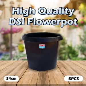 Flowerpot 34cm Black 5 PCS for Home Gardening