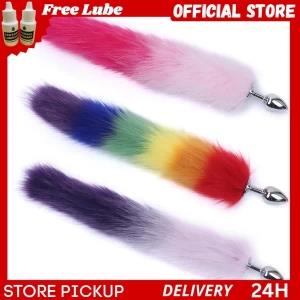 Butt plug fox tail stainless steel anal sex toy