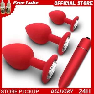 Silicone Anal Plug set with vibrate sex toy