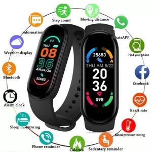 Black M6 Smart Band Fitness Tracker Watch Heart Rate