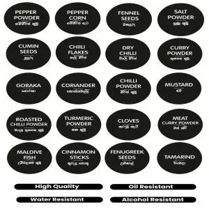 20 Black Label Stickers for Kitchen Jars & Bottles Waterpr