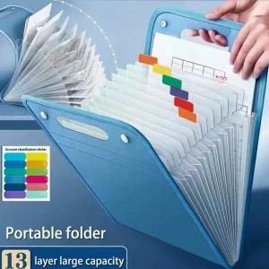Portable 13 Pocket File Folders Portable A4 Letter Size
