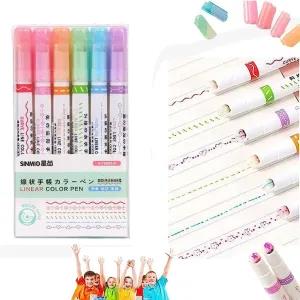 Flownwing Curve Highlighter Pen Set 6 Pcs Fine Tips