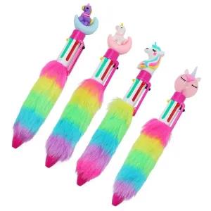 retractable roller ball pen with multicolor feather Unicorn