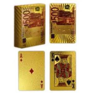 Gold Plastic Playing Cards 500 Euro Gold design