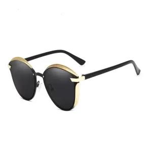 Gold Black Ladies Polarized Cat Eye Fashion Sun Glasses King
