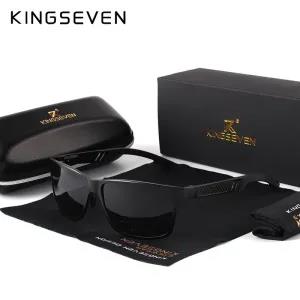 Grey Black KINGSEVEN Men Polarized Rectangle Shades Sunglass