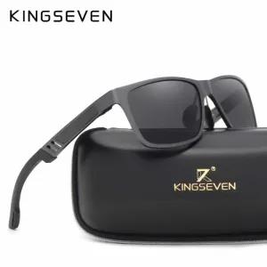Grey Black KINGSEVEN Men Polarized Rectangle Shades Sunglass