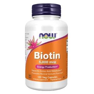 NOW Supplements Biotin 5000mcg 120 Veg Capsules Health