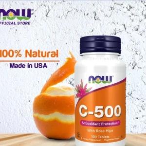 NOW Supplements Vitamin C 500mg 100 Tablets Rose Hips